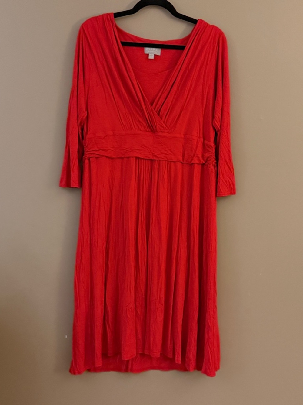 PURE: Red V-Neck Empire Waist Dress - Pure Collection